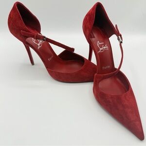 NEW NIB Miss Ziggyta d’Orsay 100 mm Suede Leather Fever Red Bottom Pump Heels